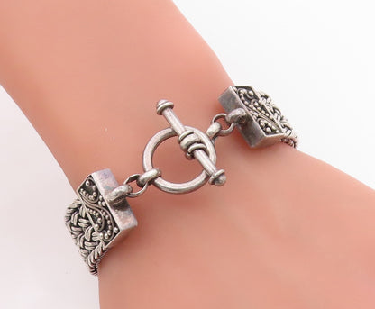 925 Sterling Silver Vintage Bracelet BALI Intricate Basketweave Chain  BT11582
