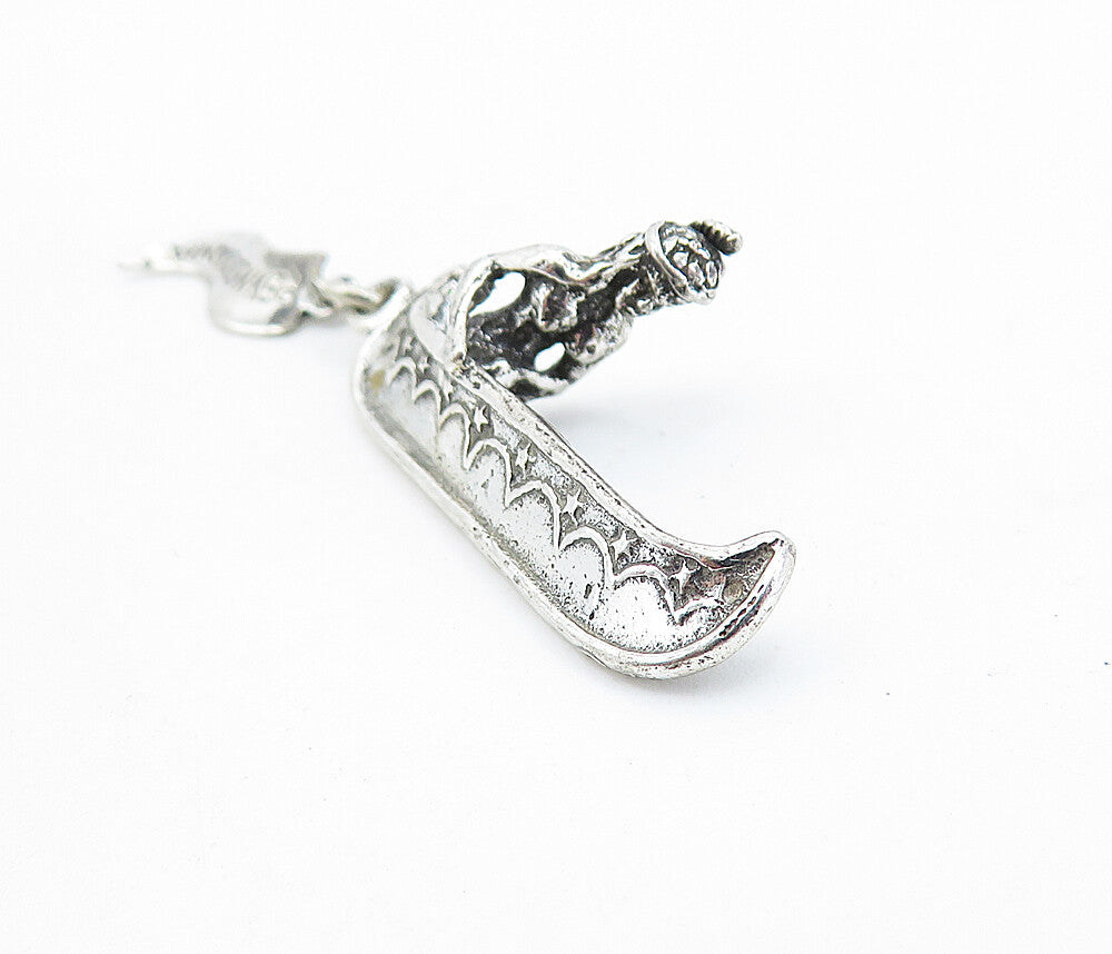 925 Sterling Silver Vintage Pennsylvania Man In Canoe Boat Pendant PT4530