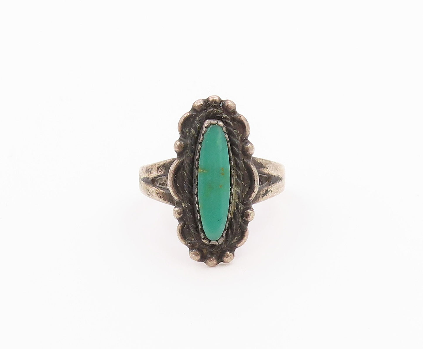 925 Sterling Silver Vintage Ring NAVAJO Turquoise Statement Band  Sz 6  RG36544