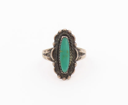 925 Sterling Silver Vintage Ring NAVAJO Turquoise Statement Band  Sz 6  RG36544