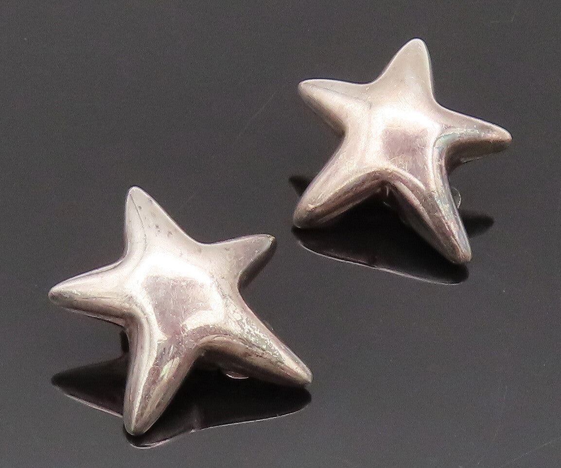 PAT AIRESS 925 Sterling Silver  Vintage Designer Solid Star Earrings  EG12753