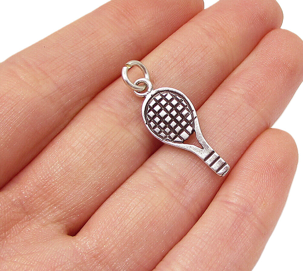 925 Sterling Silver  Vintage Tennis Racket Charm Pendant  PT1917