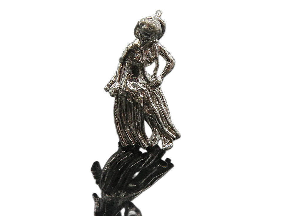 925 Sterling Silver  Vintage Petite Shiny Lady Figure Hawaii Pendant  PT6826