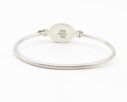 CII MEXICO 925 Silver  Vintage Black Onyx & Tiger's Eye Bangle Bracelet BT4636