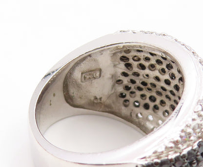 925 Sterling Silver Vintage Ring Spinel & Topaz Statement Band  Sz 6.5  RG35222