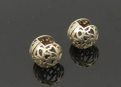 925 Sterling Silver  Vintage Shiny Love Heart Cutout Drop Earrings  EG10387