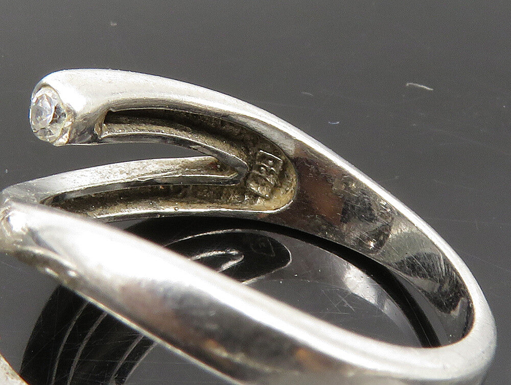 925 Sterling Silver  Vintage Topaz Floral Motif Split Band Ring Sz 7  RG24058