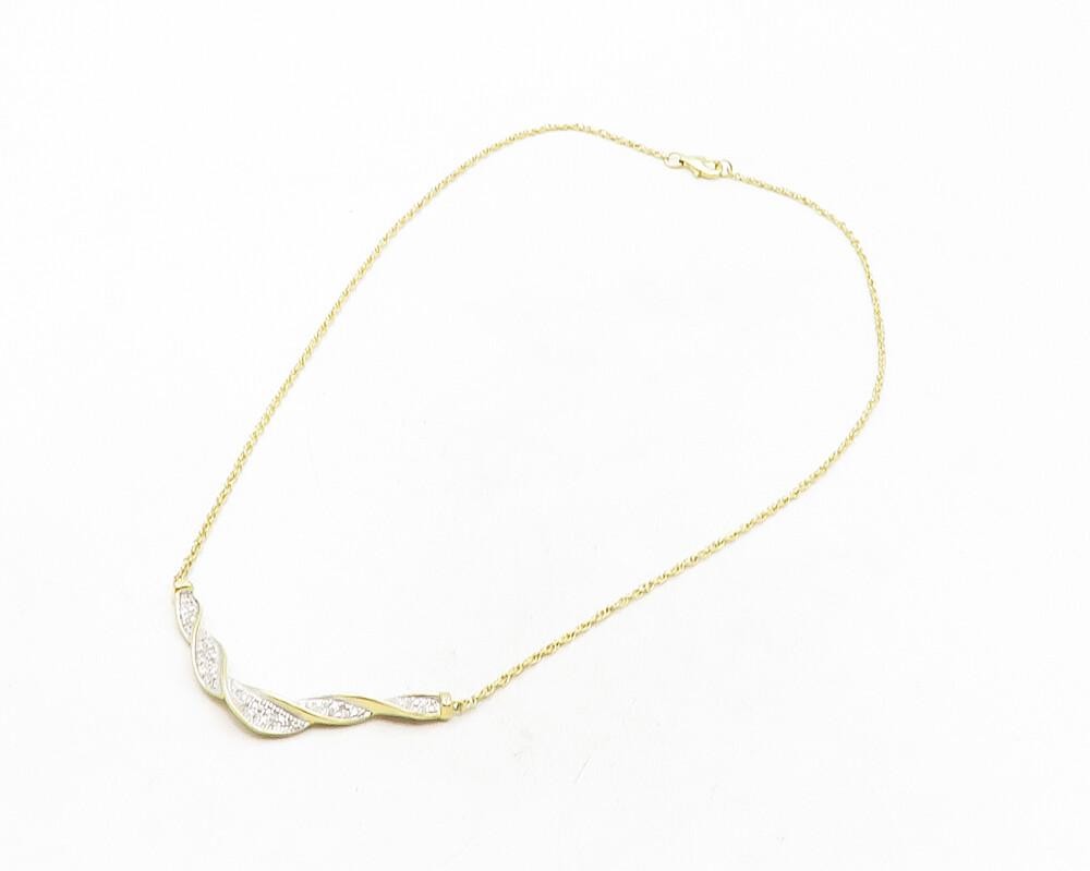 925 Sterling Silver  Genuine Diamonds Gold Plated Twist Chain Necklace  NE1942
