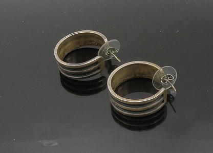 MEXICO 925 Sterling Silver  Vintage Oxidized Round JHoop Earrings  EG10253