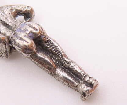925 Sterling Silver  Vintage Petite Woman With Telephone Pendant  PT18103