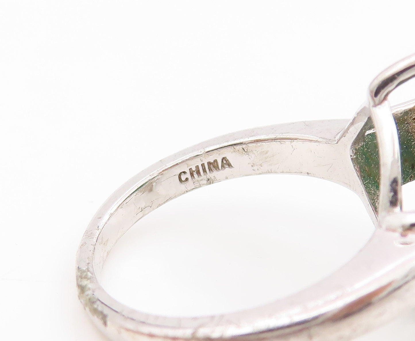 925 Sterling Silver Vintage Ring Faceted Green Onyx Solitaire Band Sz 6 RG34598