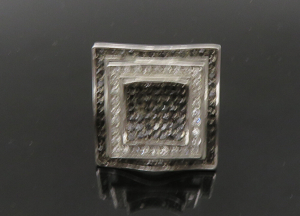 925 Silver  Vintage Cubic Zirconia & Black Spinel Cocktail Ring Sz 9  RG22746