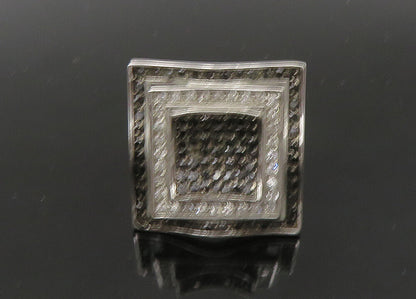 925 Silver  Vintage Cubic Zirconia & Black Spinel Cocktail Ring Sz 9  RG22746