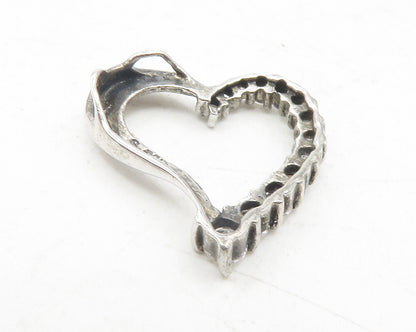 925 Sterling Silver  Vintage Cubic Zirconia Open Love Heart Pendant  PT9564