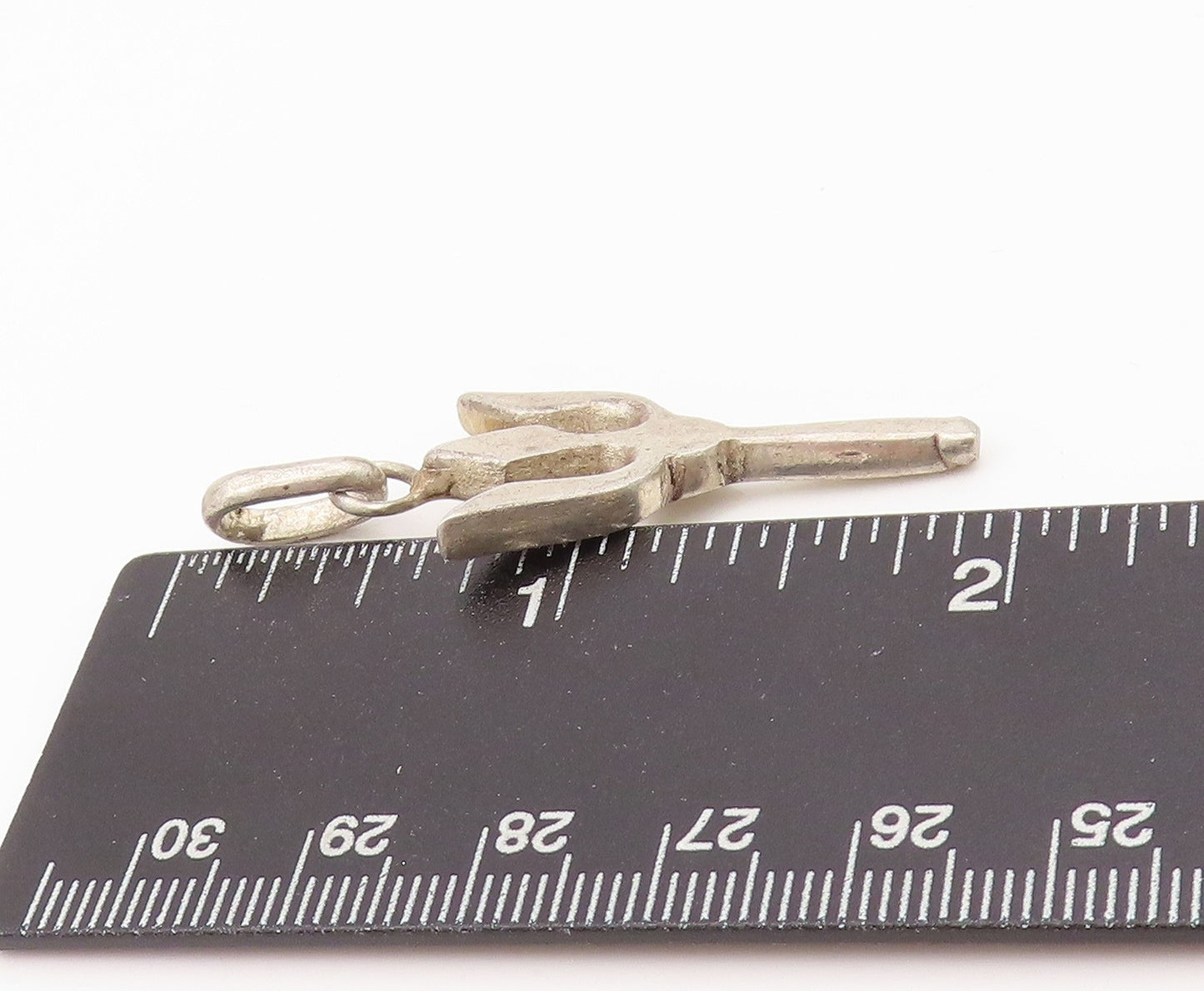 925 Sterling Silver Vintage Pendant Solid Cutout Pointed Devil weapon  PT24328