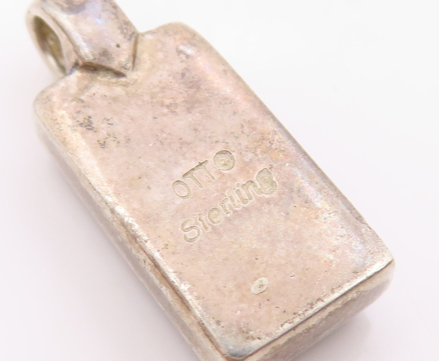 OTT 925 Sterling Silver Vintage Rectangle Mother Of Pearl Drop Pendant PT21252
