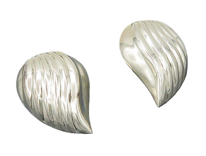 925 Sterling Silver  Vintage Shiny Hollow Fluted Non Pierce Earrings  EG8001