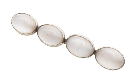 925 Sterling Silver Vintage Brooch Pin Oval Cabochon Cat's Eye Band  BP11370