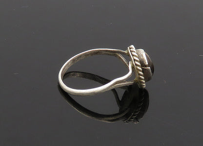 925 Silver  Vintage Cabochon Tiger's Eye Petite Band Ring Sz 4.5  RG20939