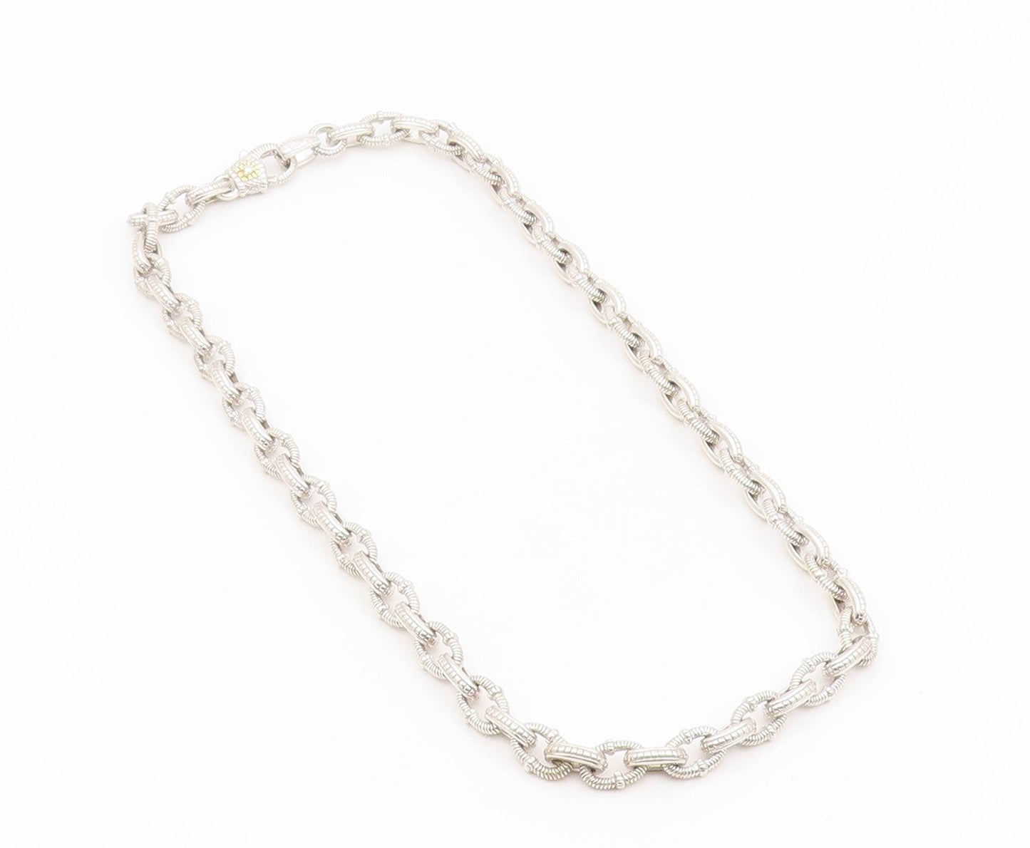 18k Gold & 925 Sterling Silver Vintage Necklace JUDITH RIPKA CZ Chain  NE4852