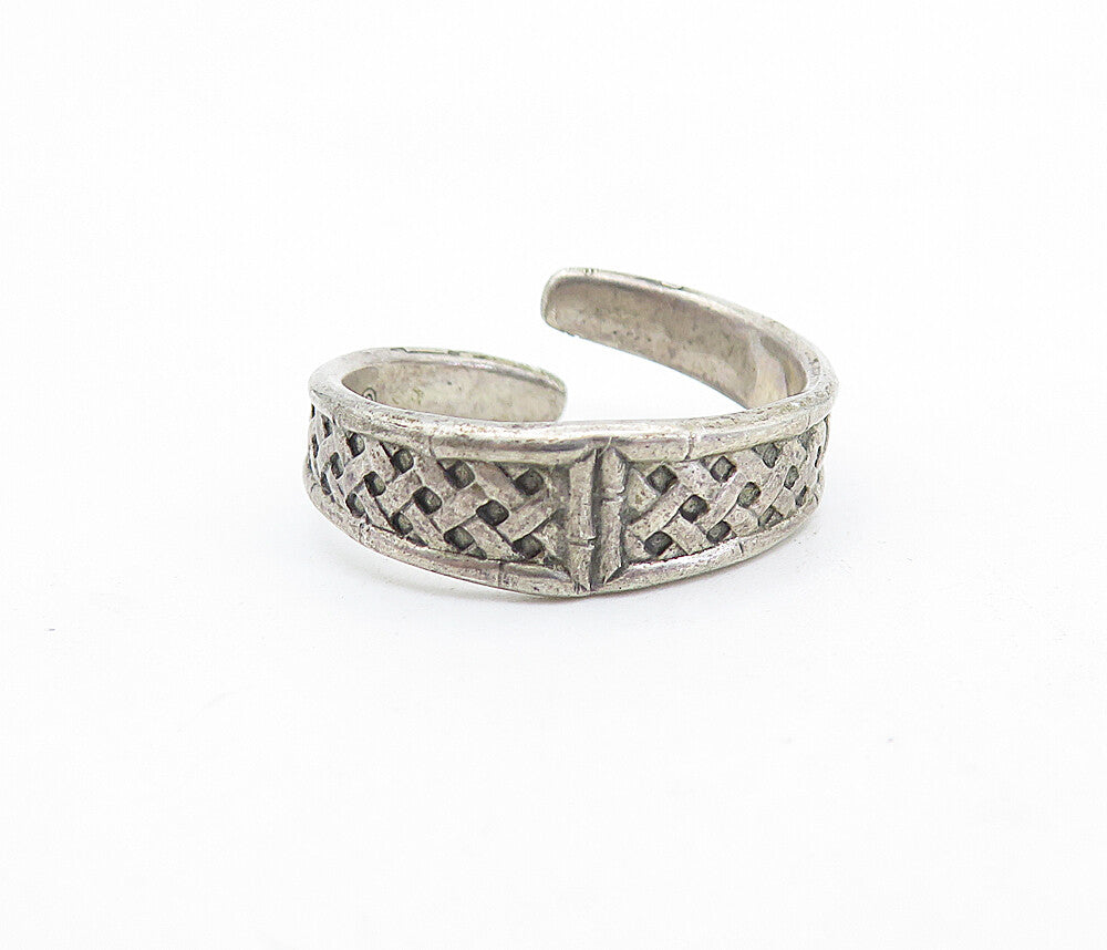 INTERNATIONAL 925 Silver Vintage Basket Weave Bypass Band Ring Sz 7.5 RG5966
