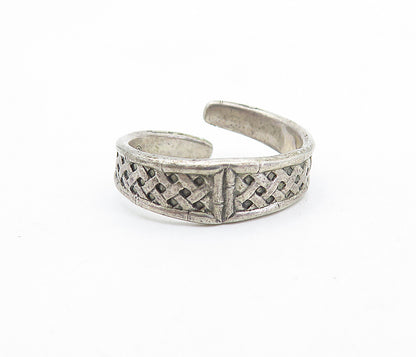 INTERNATIONAL 925 Silver Vintage Basket Weave Bypass Band Ring Sz 7.5 RG5966