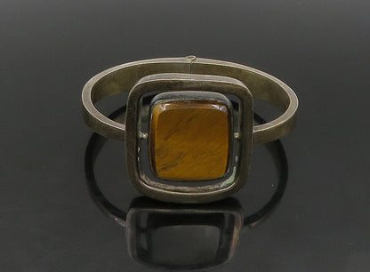 DESIGNER MEXICO 925 Silver  Vintage Tiger's Eye Square Bangle Bracelet  BT9208