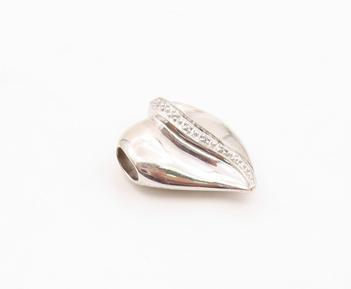 925 Sterling Silver  Vintage Genuine Diamonds Love Heart Pendant  PT18203