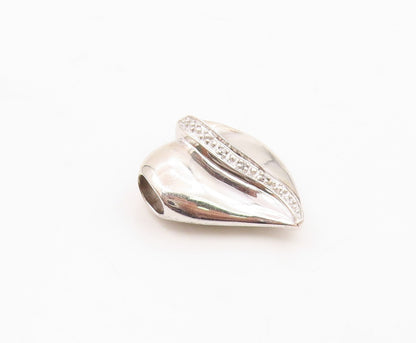 925 Sterling Silver  Vintage Genuine Diamonds Love Heart Pendant  PT18203