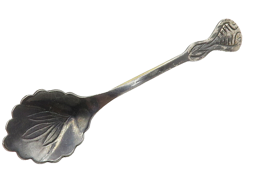 925 Sterling Silver  Vintage Oxidized Floral Leaf Spoon Brooch Pin  BP5815