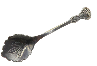 925 Sterling Silver  Vintage Oxidized Floral Leaf Spoon Brooch Pin  BP5815