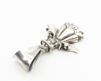 925 Sterling Silver  Vintage Shiny Angel Woman Motif Drop Pendant  PT8903