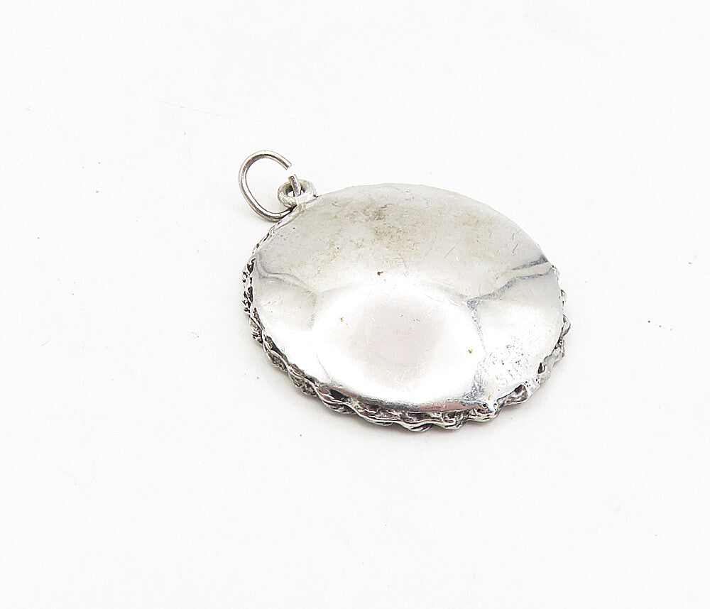 925 Sterling Silver  Vintage Shiny Happy Birthday Twist Trim Pendant  PT6426