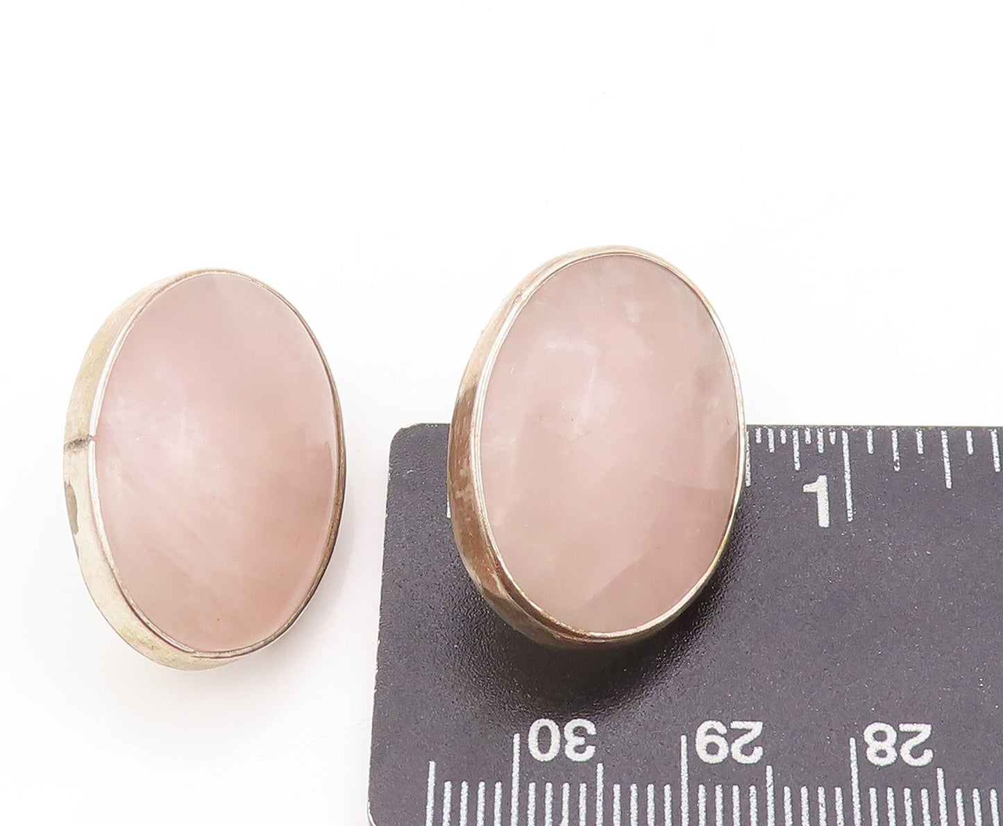925 Sterling Silver Vintage Earrings Cabochon Oval Cream Gemstone EG13350