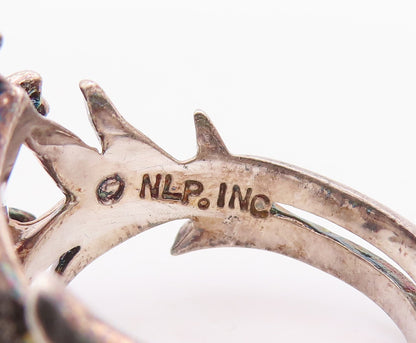 925 Sterling Silver Vintage Ring TNC NLP Solid Cutout Flower  Sz 9 RG28943