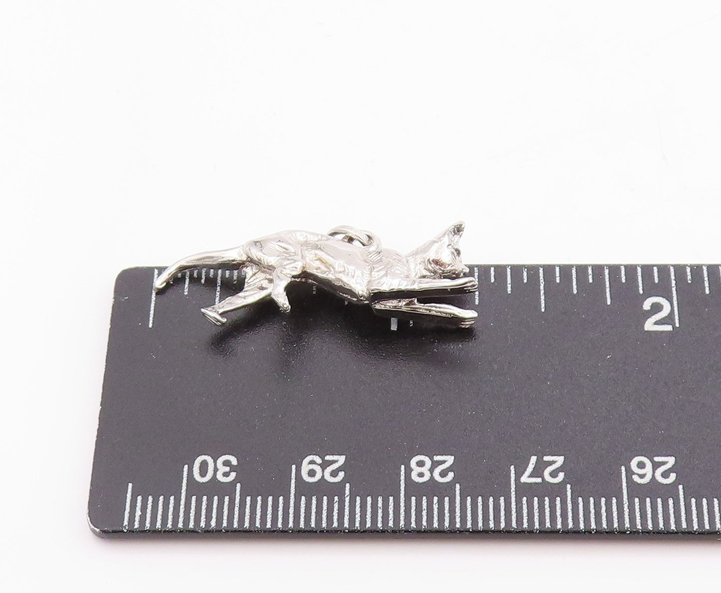 925 Sterling Silver Vintage Pendant 3D Playful Running Kitten Charm  PT24778