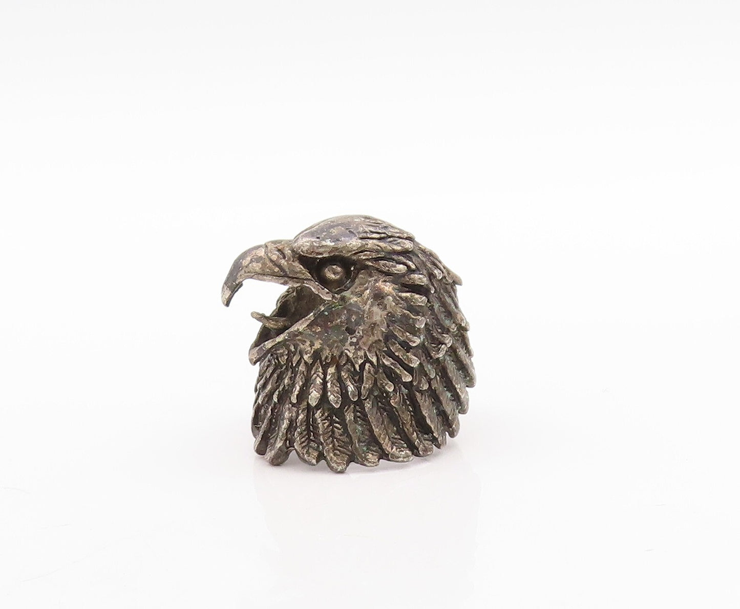 925 Sterling Silver Vintage Ring G & S Dark Tone Carved Eagle  Sz 7.5  RG31651