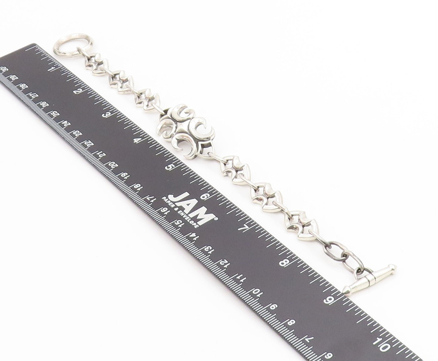 925 Sterling Silver Vintage Bracelet Intricate Gothic Scrollwork Link  BT11676