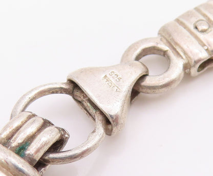 925 Sterling Silver Vintage Necklace Chunky Wrapped Barrel Link Chain  NE4720