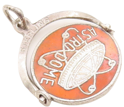 925 Sterling Silver Vintage Pendant Orange Enameled Spaceship  PT23739