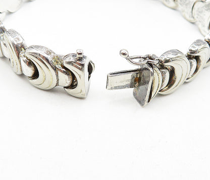 925 Sterling Silver  Vintage Shiny Wrench Hinge Link Chain Bracelet  BT1661