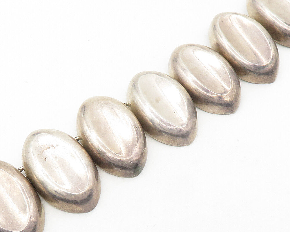 925 Sterling Silver  Vintage Dark Tone Concave Dome Chain Necklace  NE2817