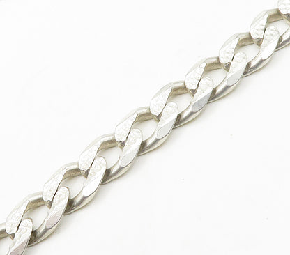 925 Sterling Silver  Vintage Shiny Chiseled Curb Link Chain Necklace  NE2558