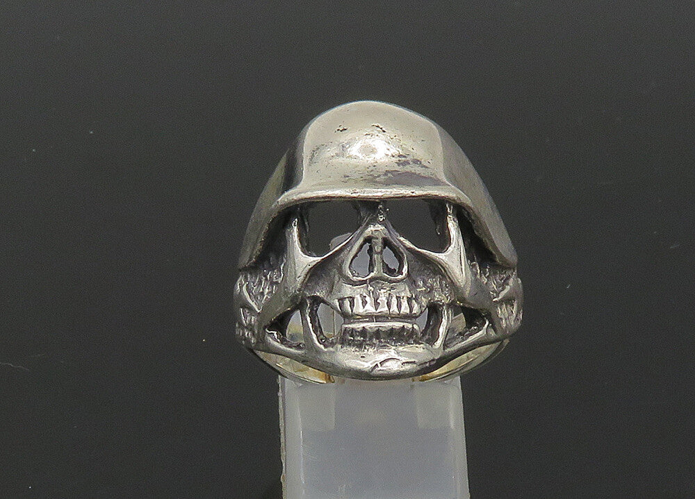 925 Sterling Silver  Vintage Skeleton Head Large Biker Ring Sz 12  RG23254