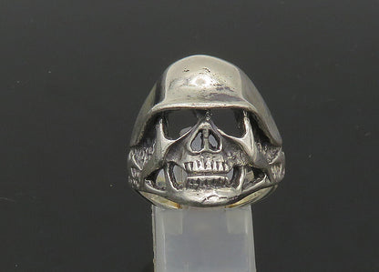 925 Sterling Silver  Vintage Skeleton Head Large Biker Ring Sz 12  RG23254