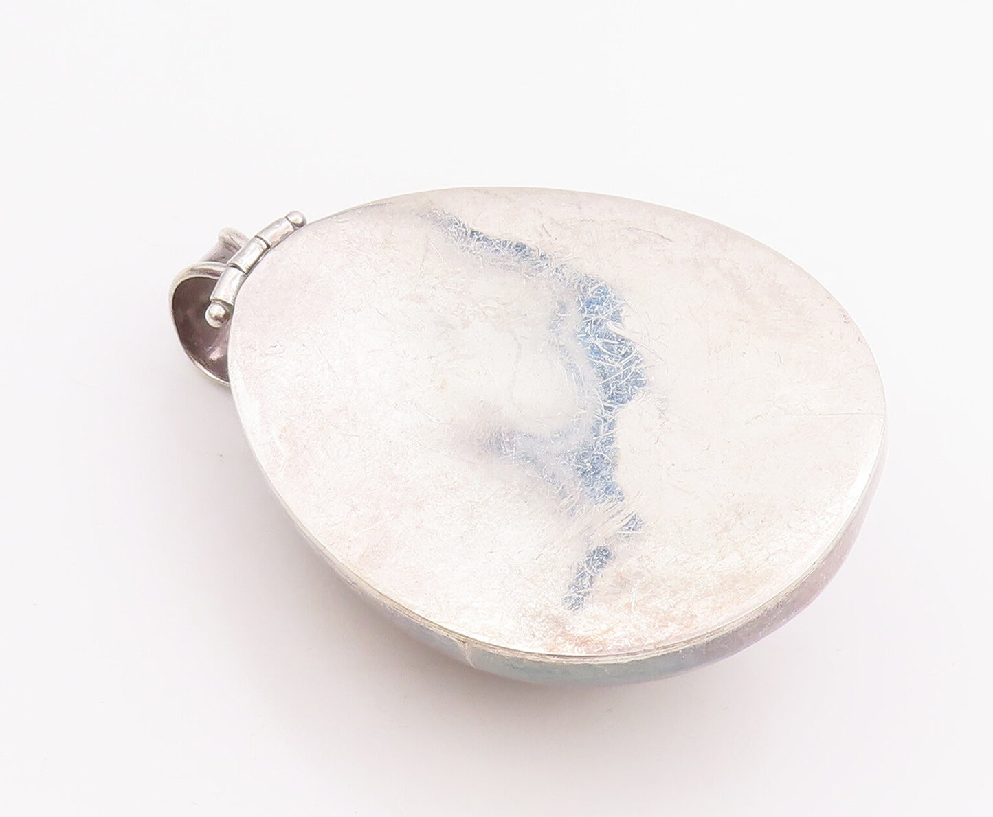 925 Sterling Silver Vintage Pendant Large Domed Bug Shape Gemstone  PT22859