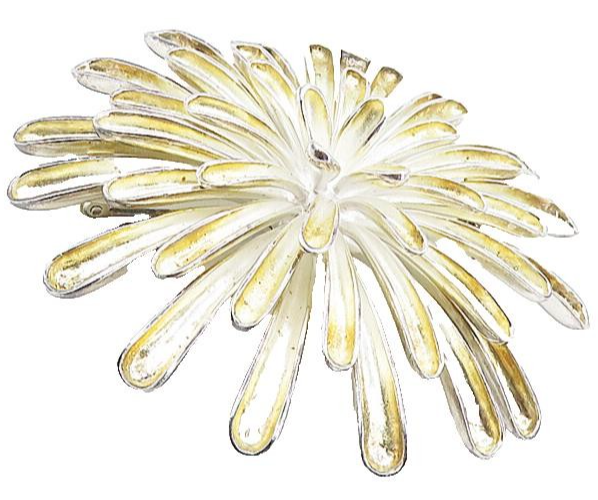 ZINA 925 Sterling Silver  Vintage Modernist Flower Motif Brooch Pin  BP3201