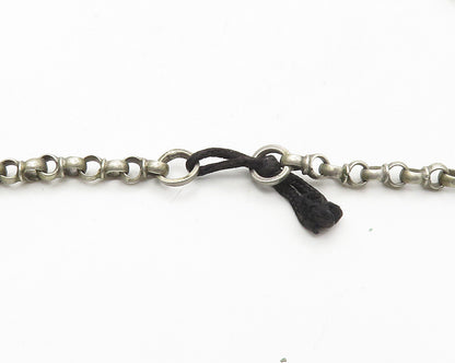 Solid Silver Vintage Antique Gemstone Heavy Chiming Chain Necklace  NE2878