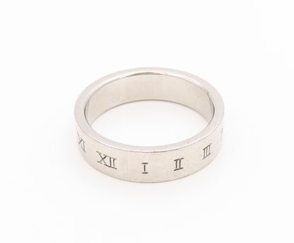 925 Sterling Silver Vintage Ring Engraved Roman Numerals Band  Sz 10  RG35816