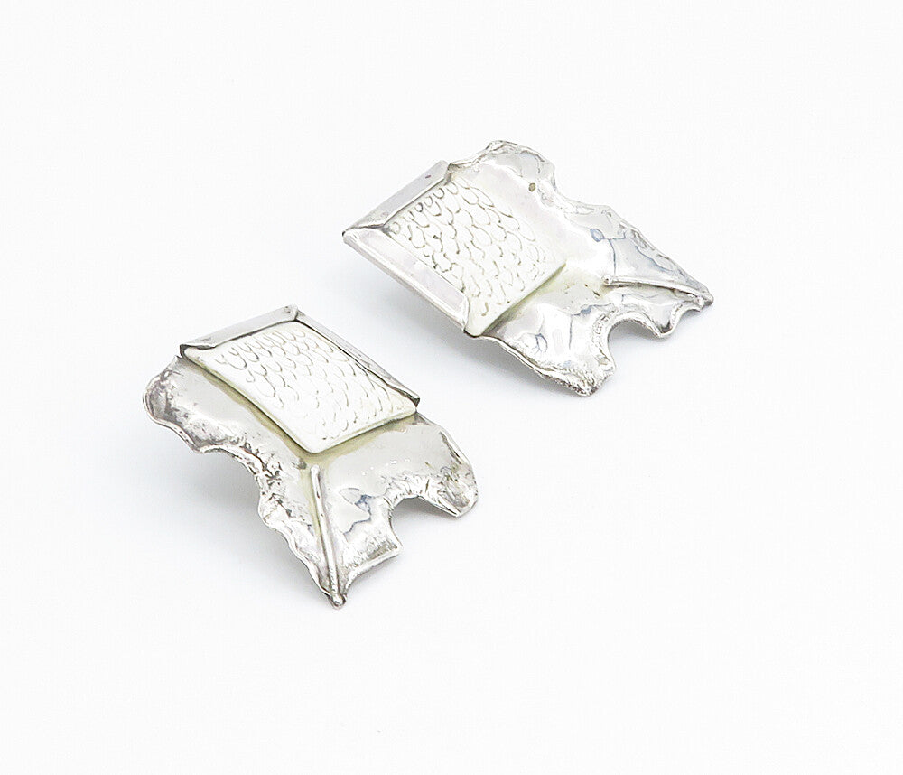 925 Sterling Silver  Vintage White Jasper Modernist Drop Earrings  EG2911